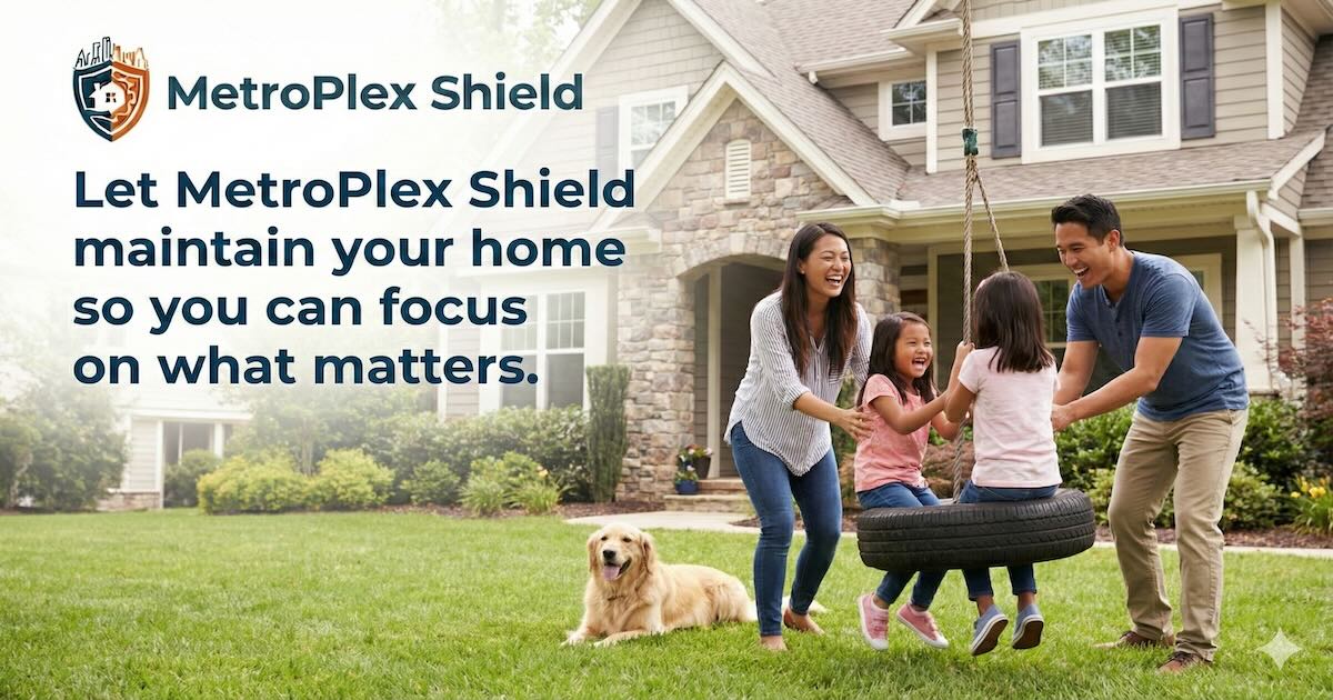 Happy family enjoying their well-maintained home